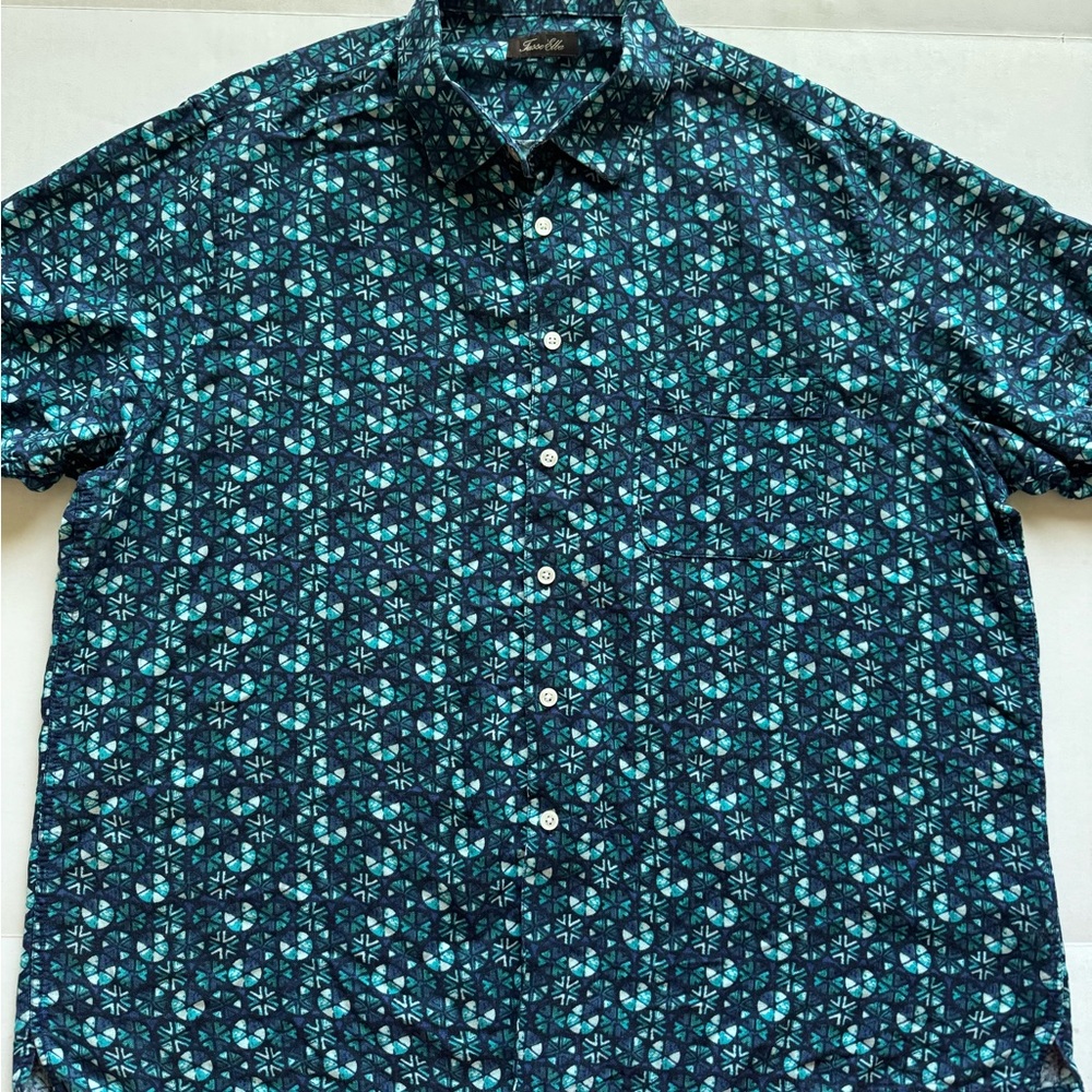 Tasso Elba Vintage Patterned SS Button Up Shirt, Men's XXL #1070